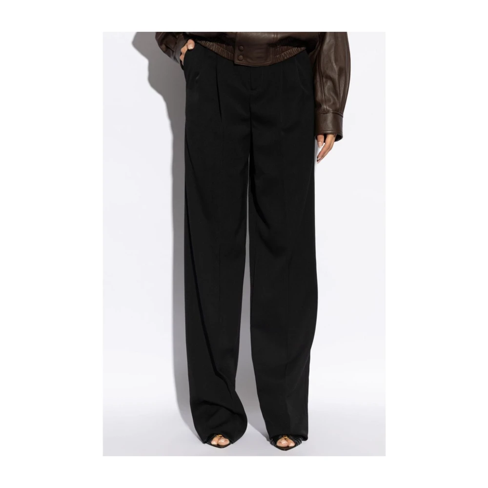 Saint Laurent Zwarte wollen broek met rechte pijpen Black Dames