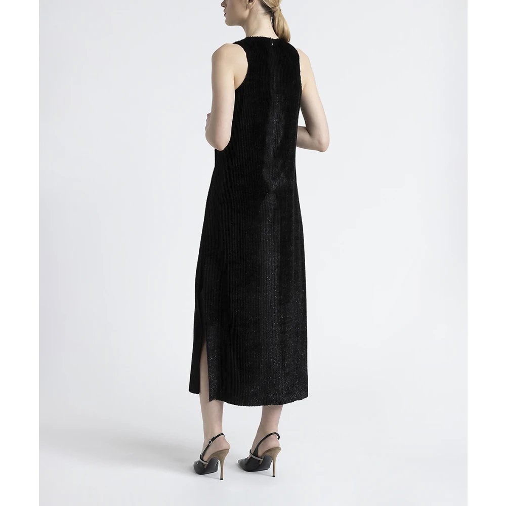 PESERICO Fluwelen mouwloze jurk Black Dames