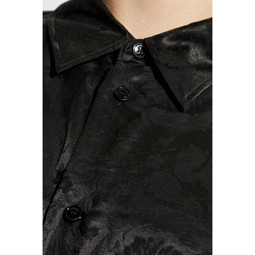 Versace Shirt met Barocco patroon Black Heren