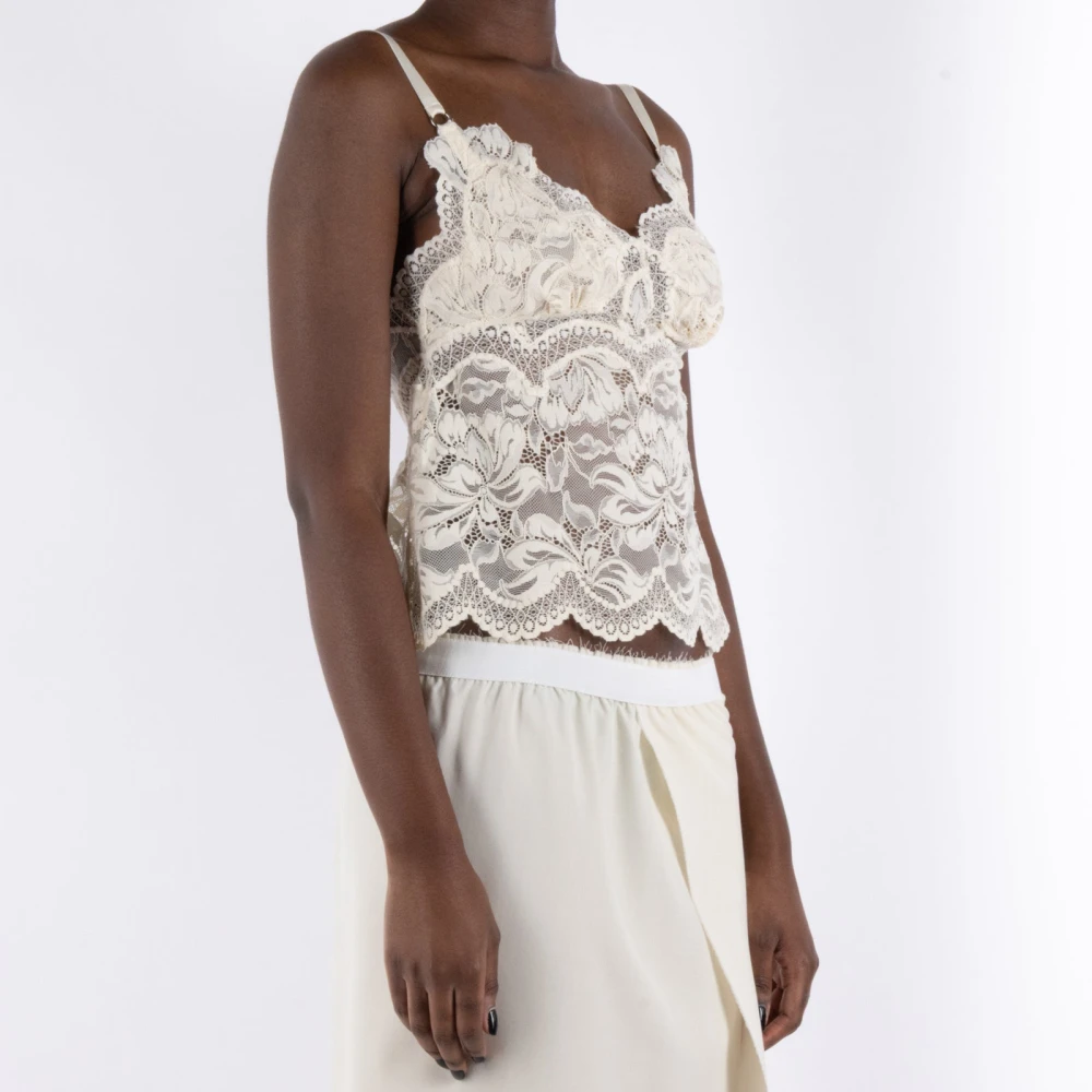Paco Rabanne Ivoor Kant Top Beige Dames