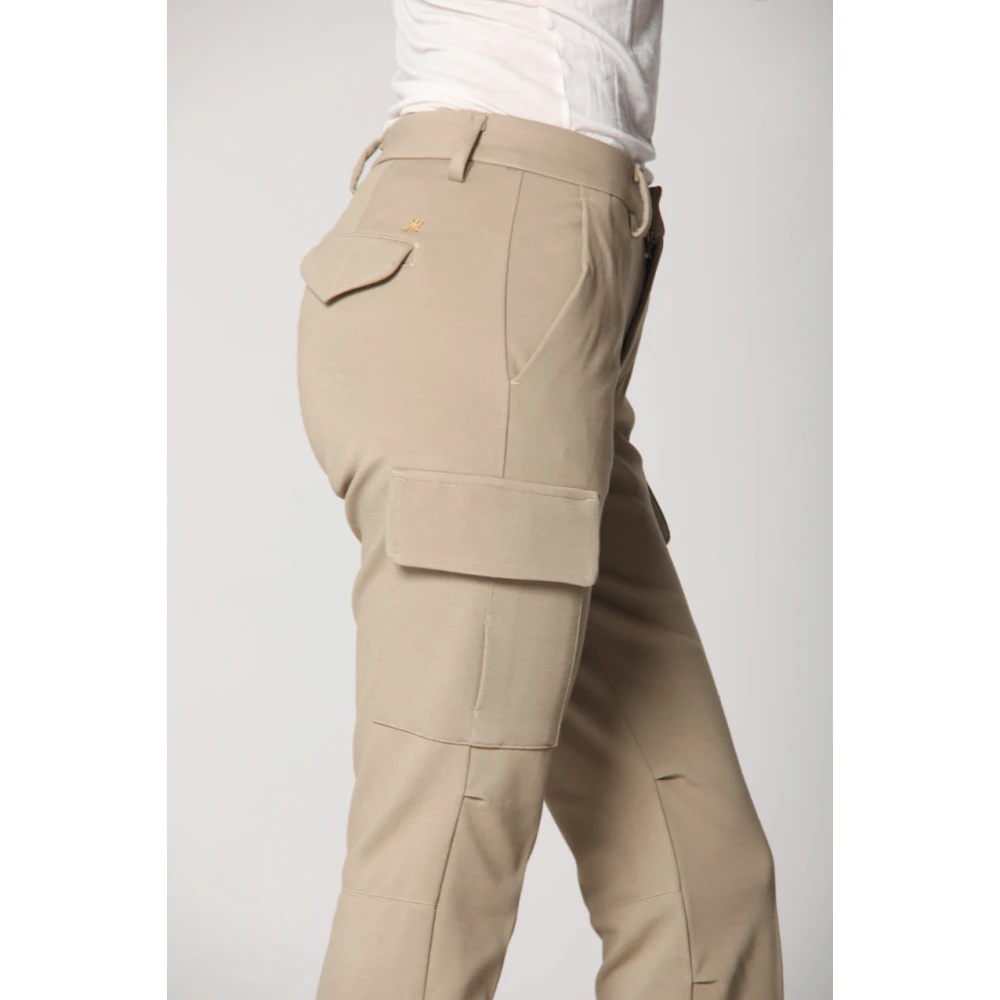 Mason's Cargo broek met curvy pasvorm in technisch jersey Beige Dames