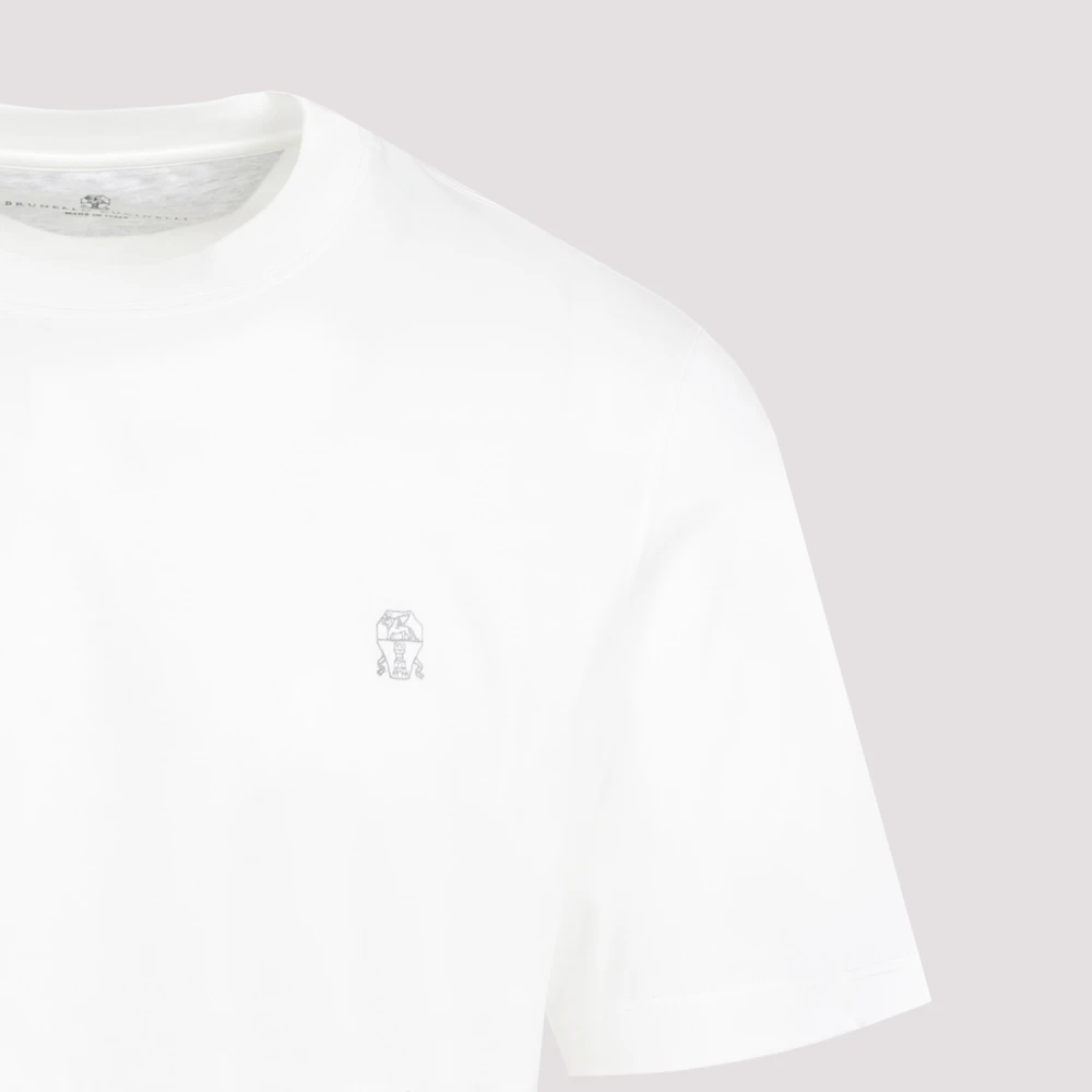 BRUNELLO CUCINELLI Wit Katoenen T-Shirt Basisontwerp White Heren