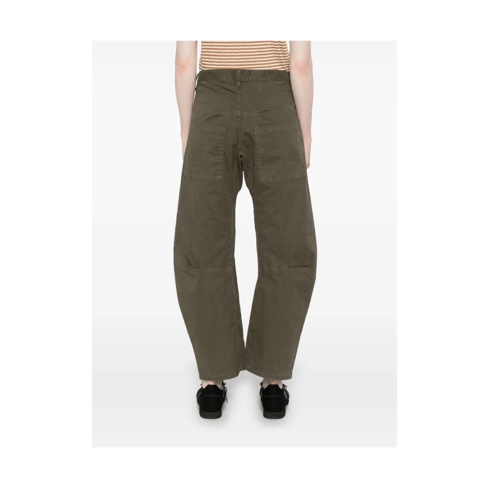 Nili Lotan Khaki Riem Patch Pocket Broek Green Dames