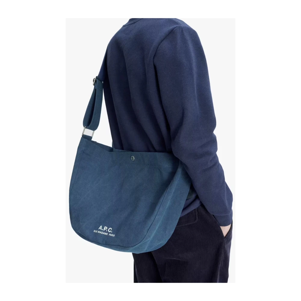 A.p.c. Marineblauwe Canvas Schoudertas Blue Dames