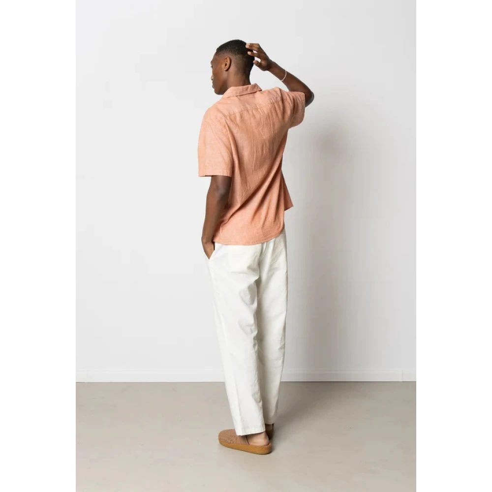 Clean Cut Bowling Shirt in Katoen Linnen Mix Orange Heren