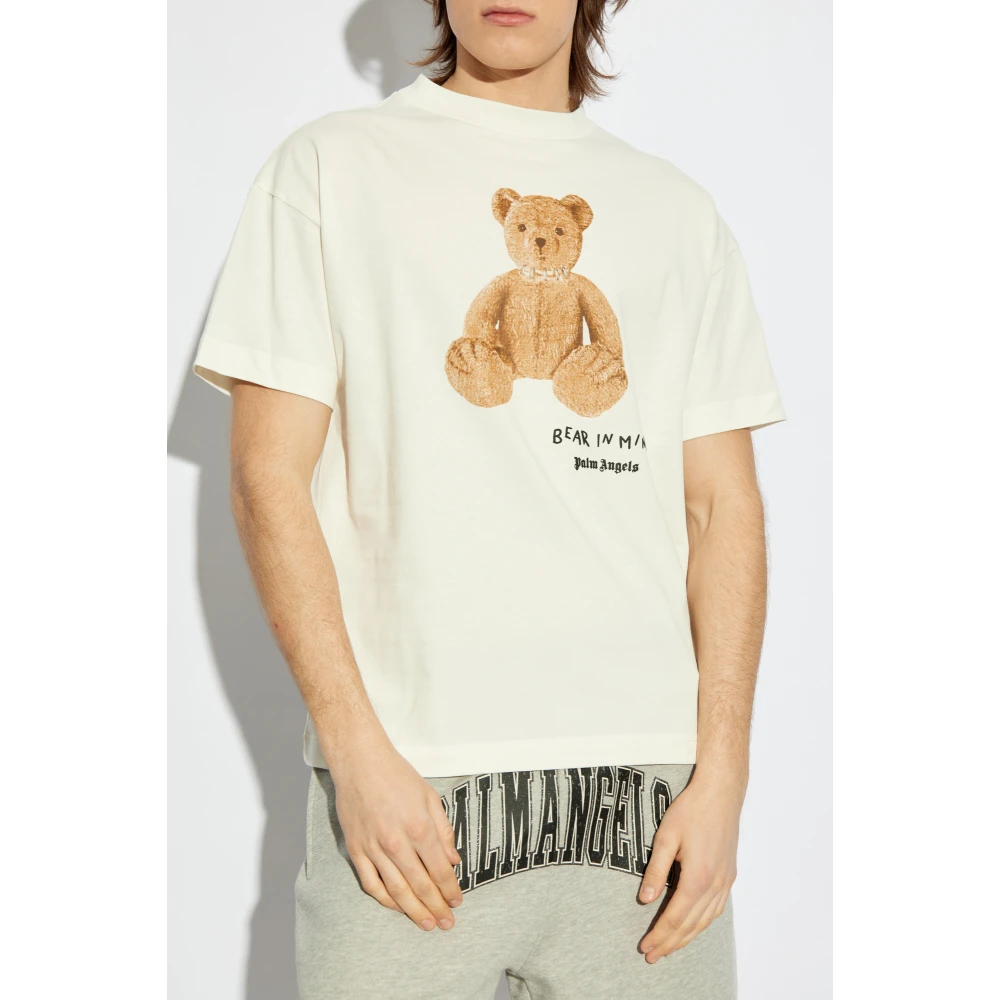 Palm Angels T-shirt met print Beige Heren