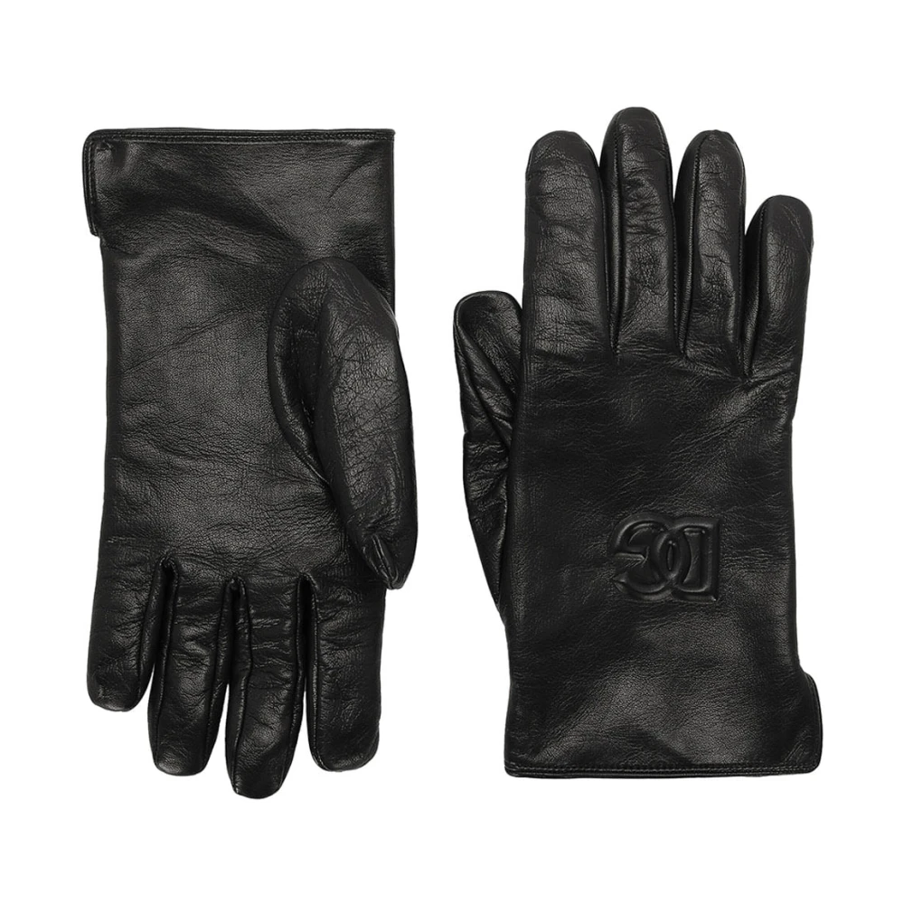Dolce & Gabbana Geperforeerde lamshuidhandschoenen met monochroom patroon Black Heren