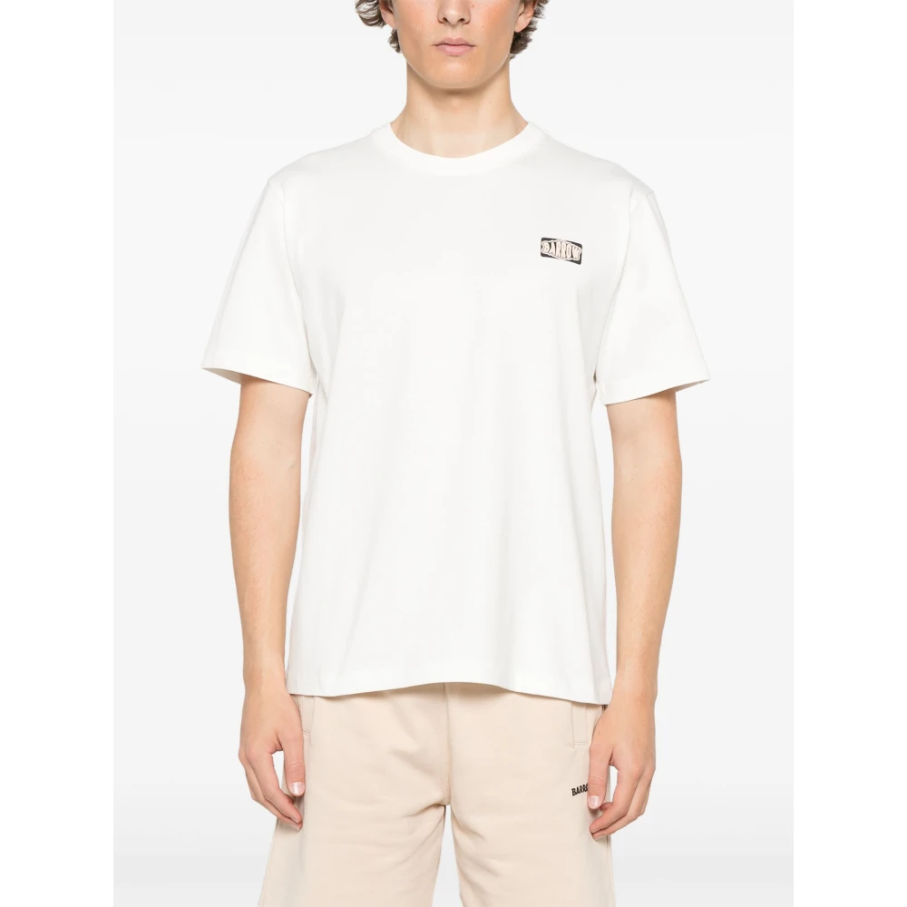 Barrow Cotton T-shirt met ronde hals en print White Heren