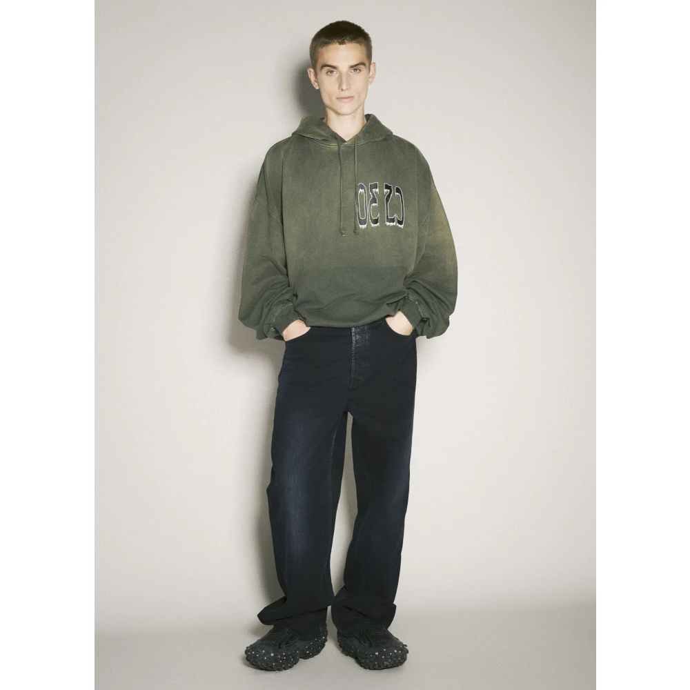 032c Logo Print Bubble Hooded Sweatshirt Green Heren
