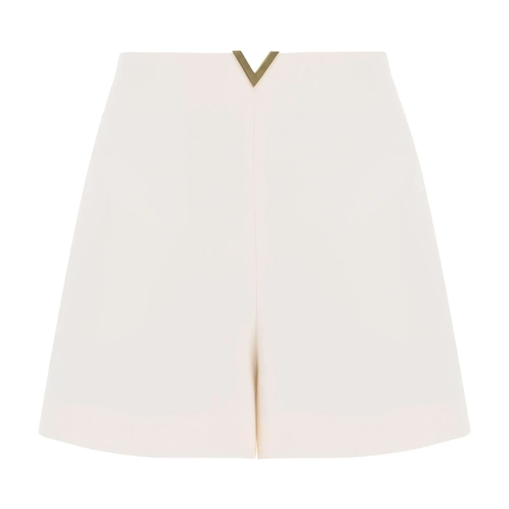 Valentino Garavani Gouden V-detail Crepe Couture Shorts White Dames