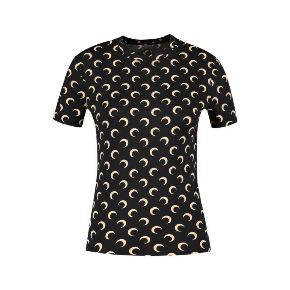 Marine Serre Moon Jersey T-shirt Bruin Brown Dames