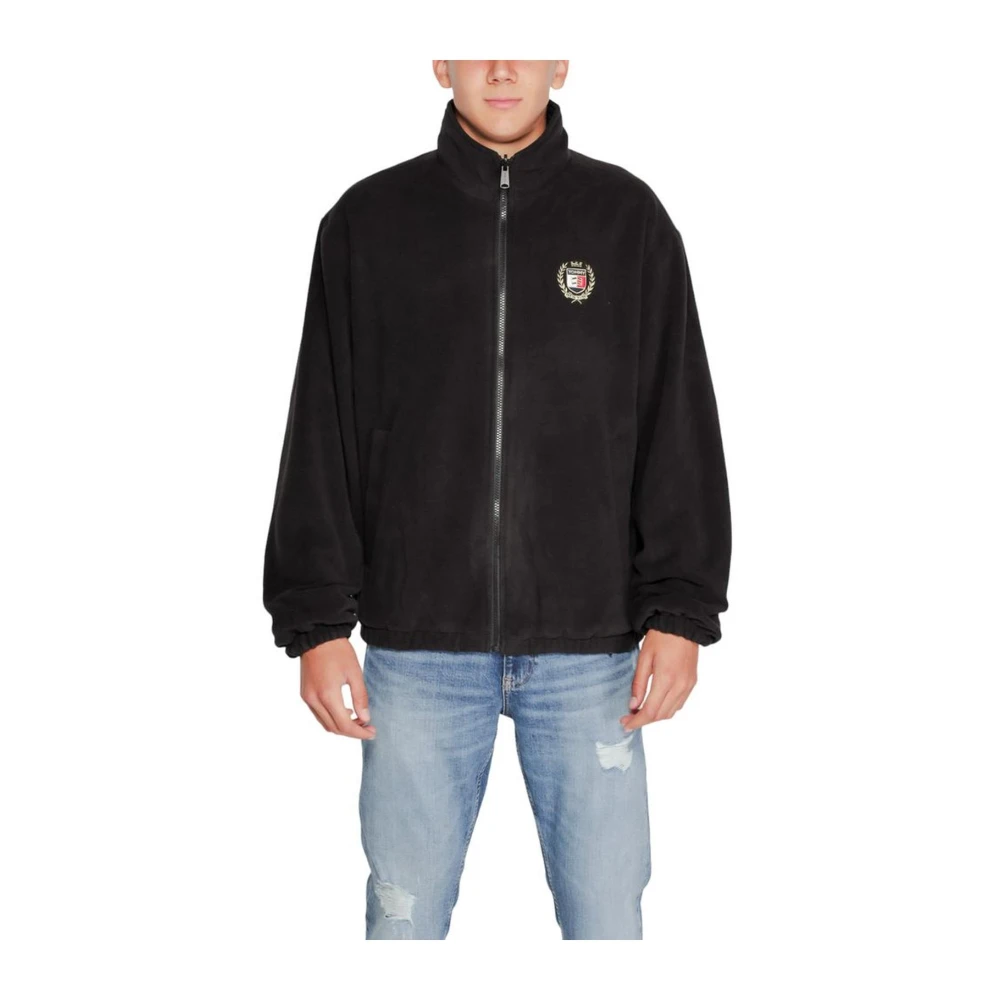 Tommy Jeans Zwarte Polyesterjas Heren Herfst Winter Collectie Black Heren