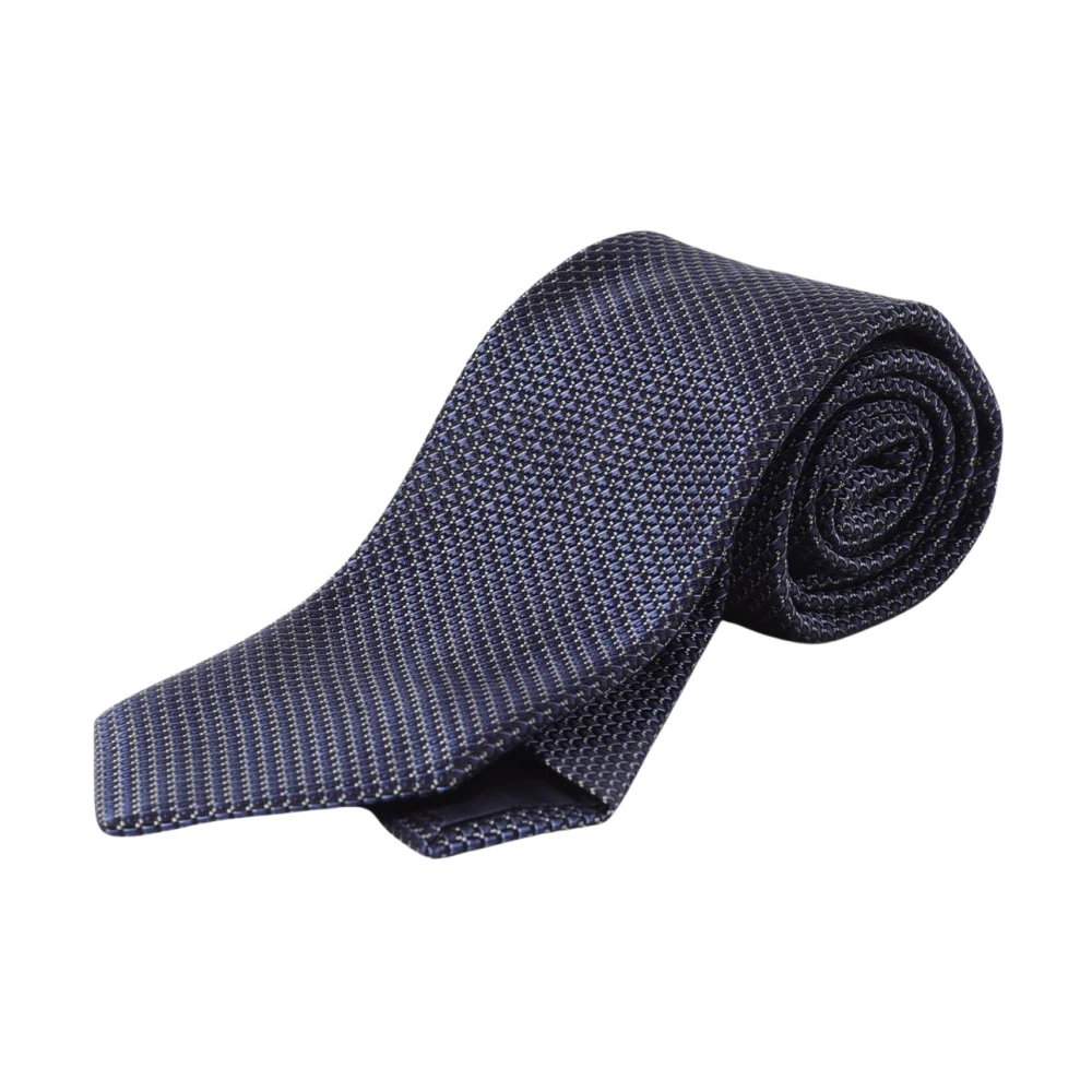 Emporio Armani Men's Blue Ties, One Size, Geometric Pattern Silk Tie