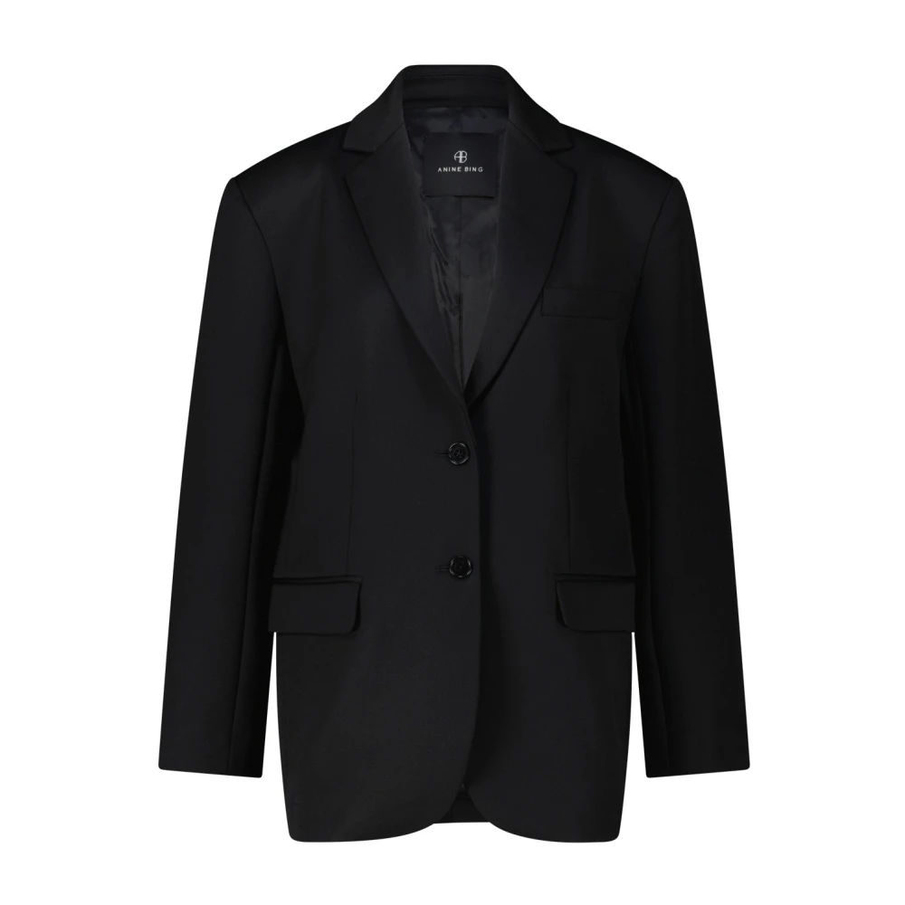 Anine Bing Klassieke Blazer met Revers Kraag Black Dames
