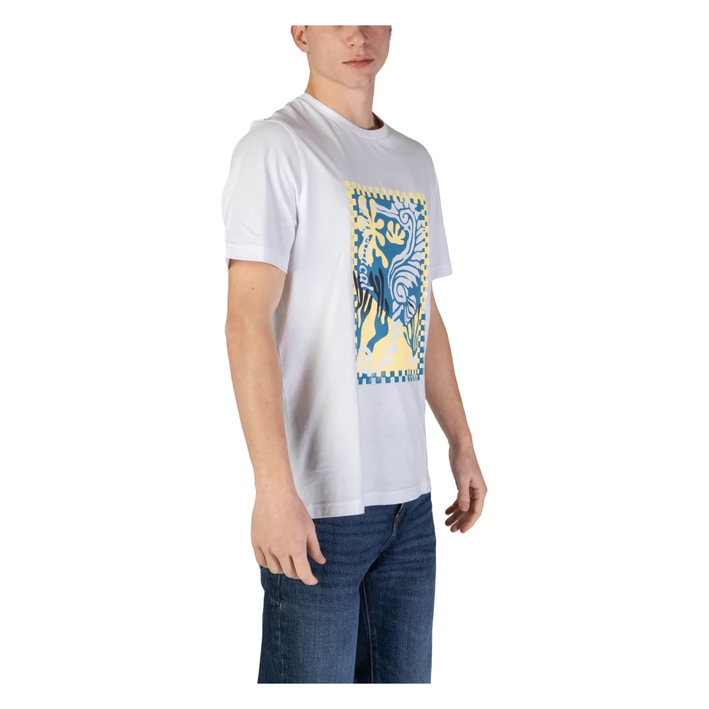 Hugo Boss Wit Bedrukt Katoenen T-shirt White Heren