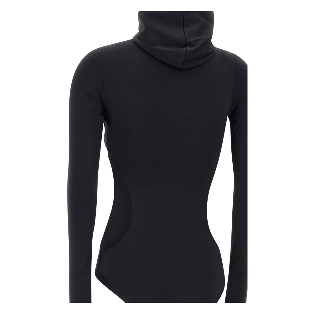 Fiorucci Zwarte bodysuit met capuchon en cut-out taille Black Dames