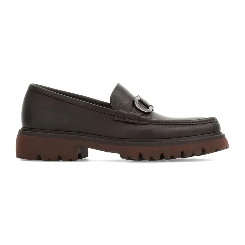 Salvatore Ferragamo Bruna platta loafers med Gancini-spänne Brown, Herr