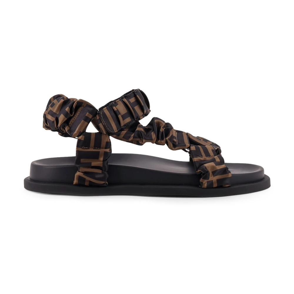 Fendi Women's Brown Feel Elastic Satin Sandals - Flat Sandals - 2 Uk - Shoes