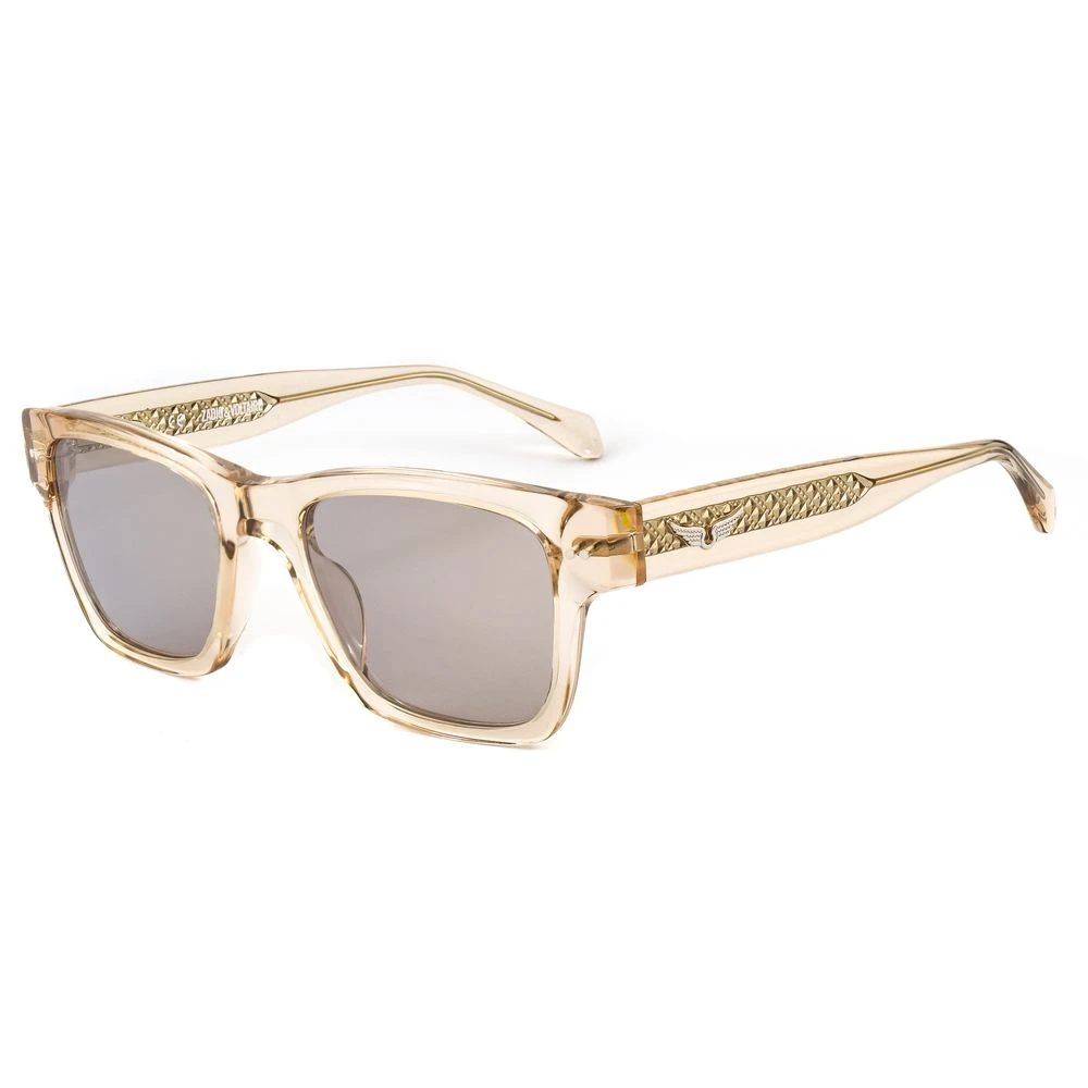 Zadig & Voltaire Beige Acetat Solglasögon med Grön Spegel Beige, Dam