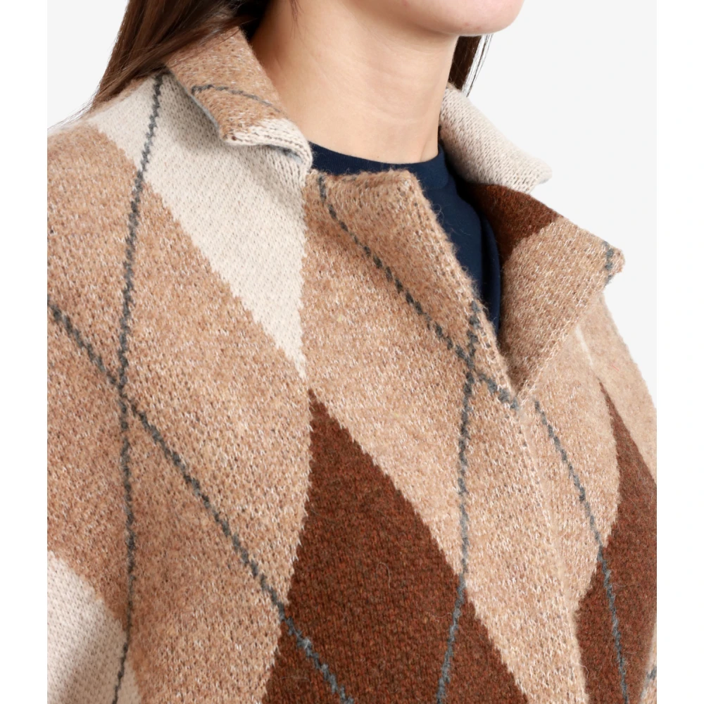 Semicouture Wollen Jas met Diamantpatroon Multicolor Dames