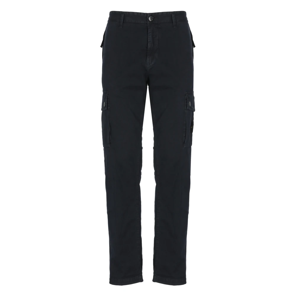 Stone Island Blue Cotton Trousers - Male - Slim-Fit Trousers - W36 - Trousers