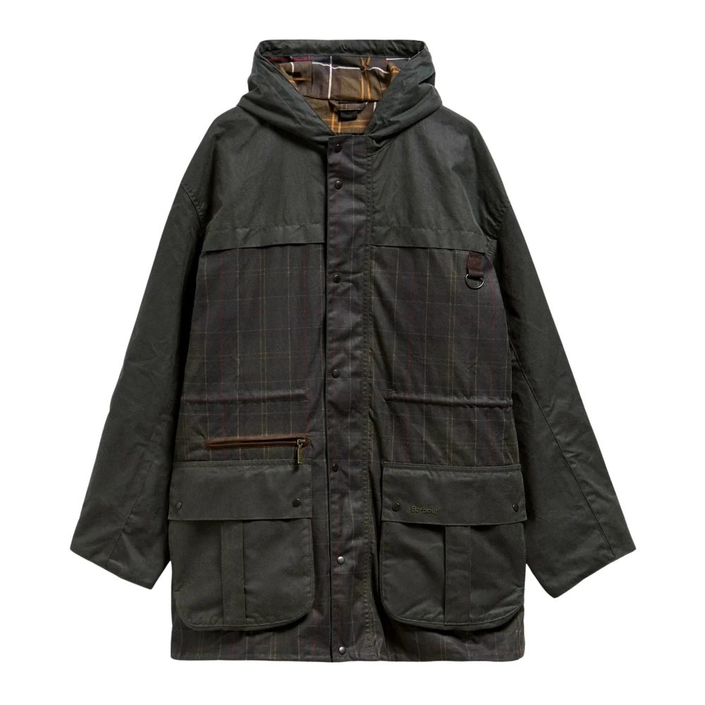 Barbour Icons Classic Tartan Durham Wax Jacket, Green, Size S, Men - Image 2