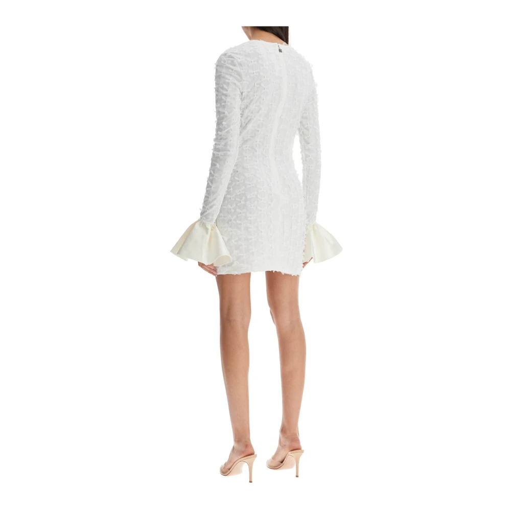 Rotate Birger Christensen Mini Jurk van Mesh met Strikjes White Dames