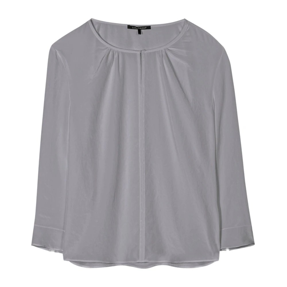 LUISA CERANO Blouse Shirt met Techno-Zijde Knoopsluiting Gray Dames