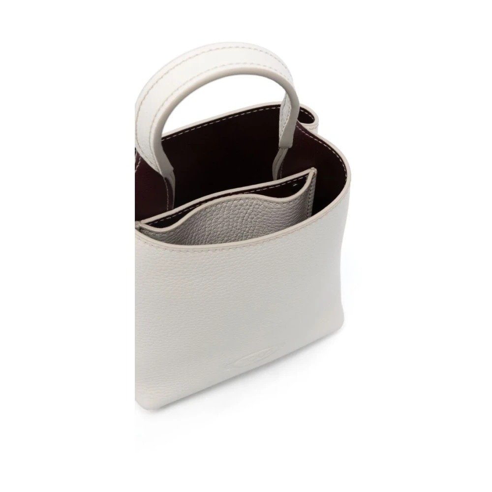 TOD'S Witte leren handtas met logohanger White Dames