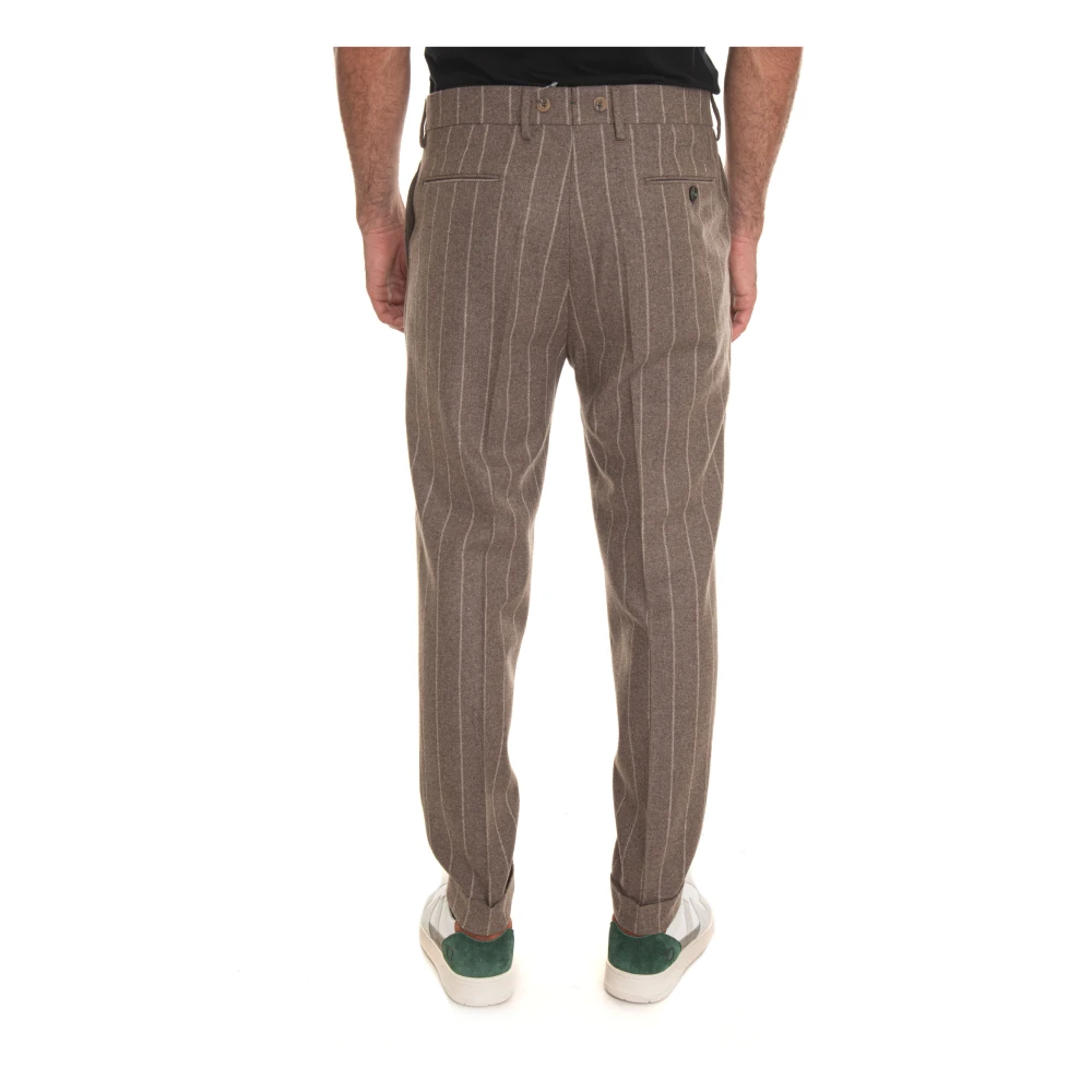 Berwich Gestreepte Chino met Tailoring Vent Beige Heren
