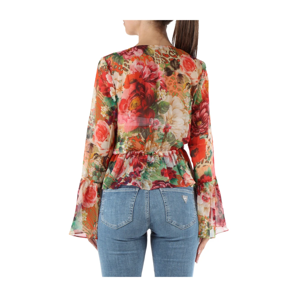 Guess Chiffon blouse met veterdetail Multicolor Dames