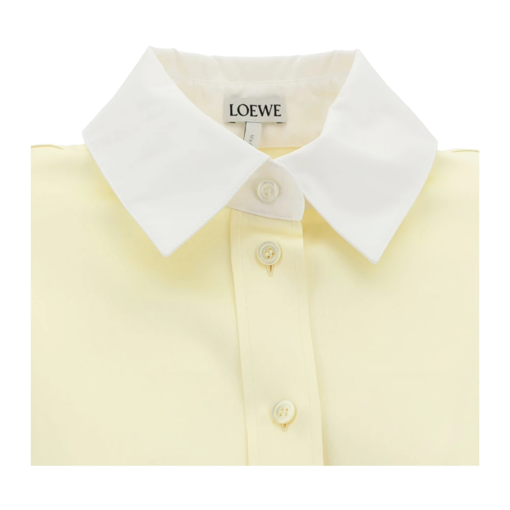 Loewe Zijden overhemd met contrasterende kraag Yellow Dames