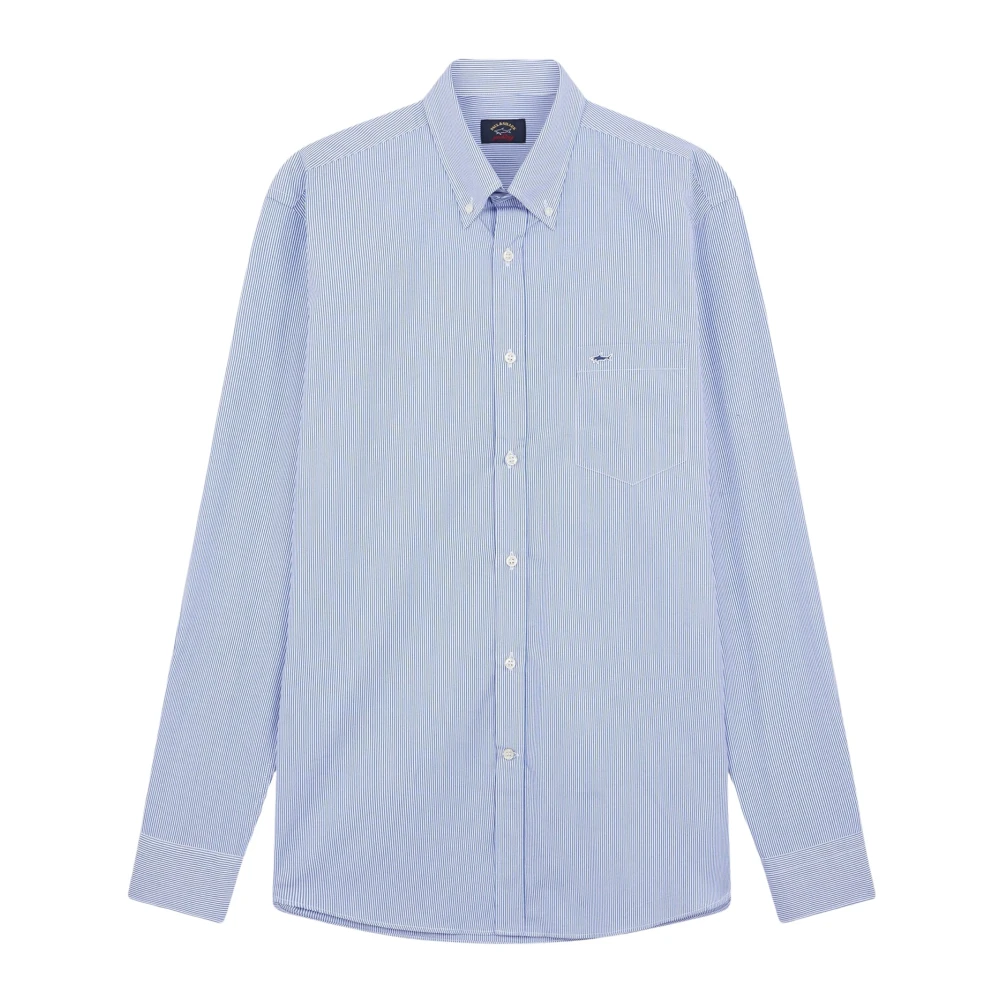Paul & Shark Blue Formal Shirts, Male, 4XL, Thin Striped Cotton Shirt