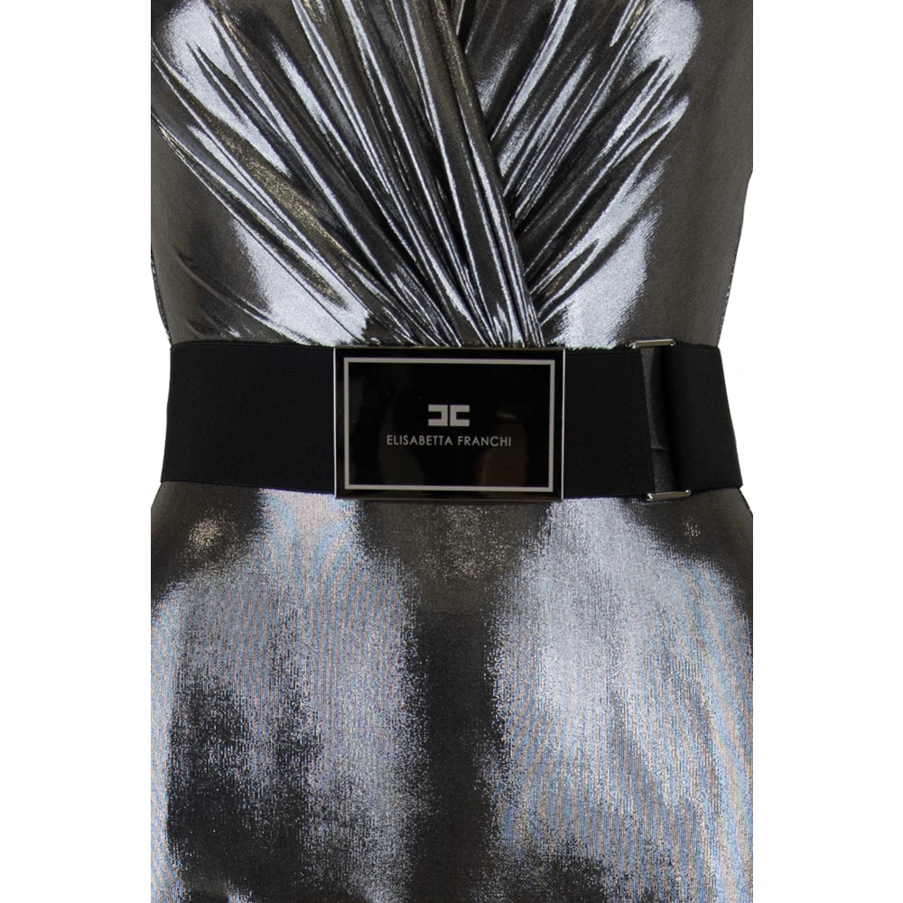 Elisabetta Franchi Mouwloze jumpsuit met gerimpeld detail Gray Dames