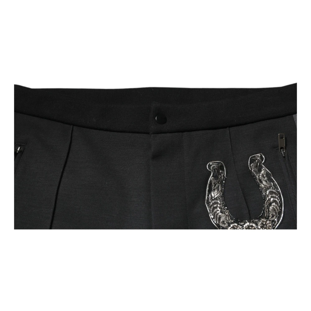 Dolce & Gabbana Zwarte Wol Slim Fit Broek Black Heren