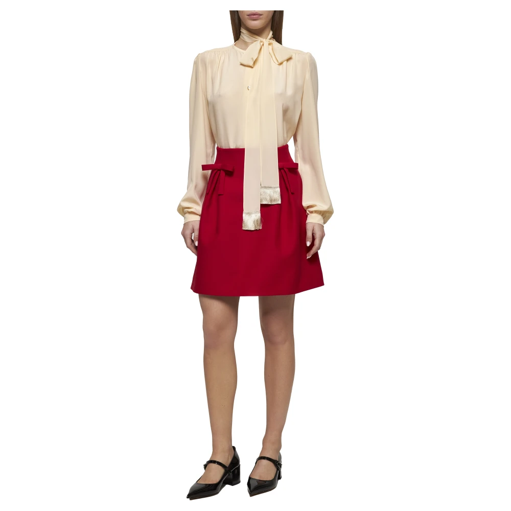 Valentino Rode hoge taille geplooide rok Red Dames
