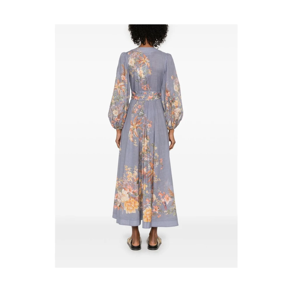 Zimmermann Blauwe Omslagjurk Elastische Manchetten Purple Dames