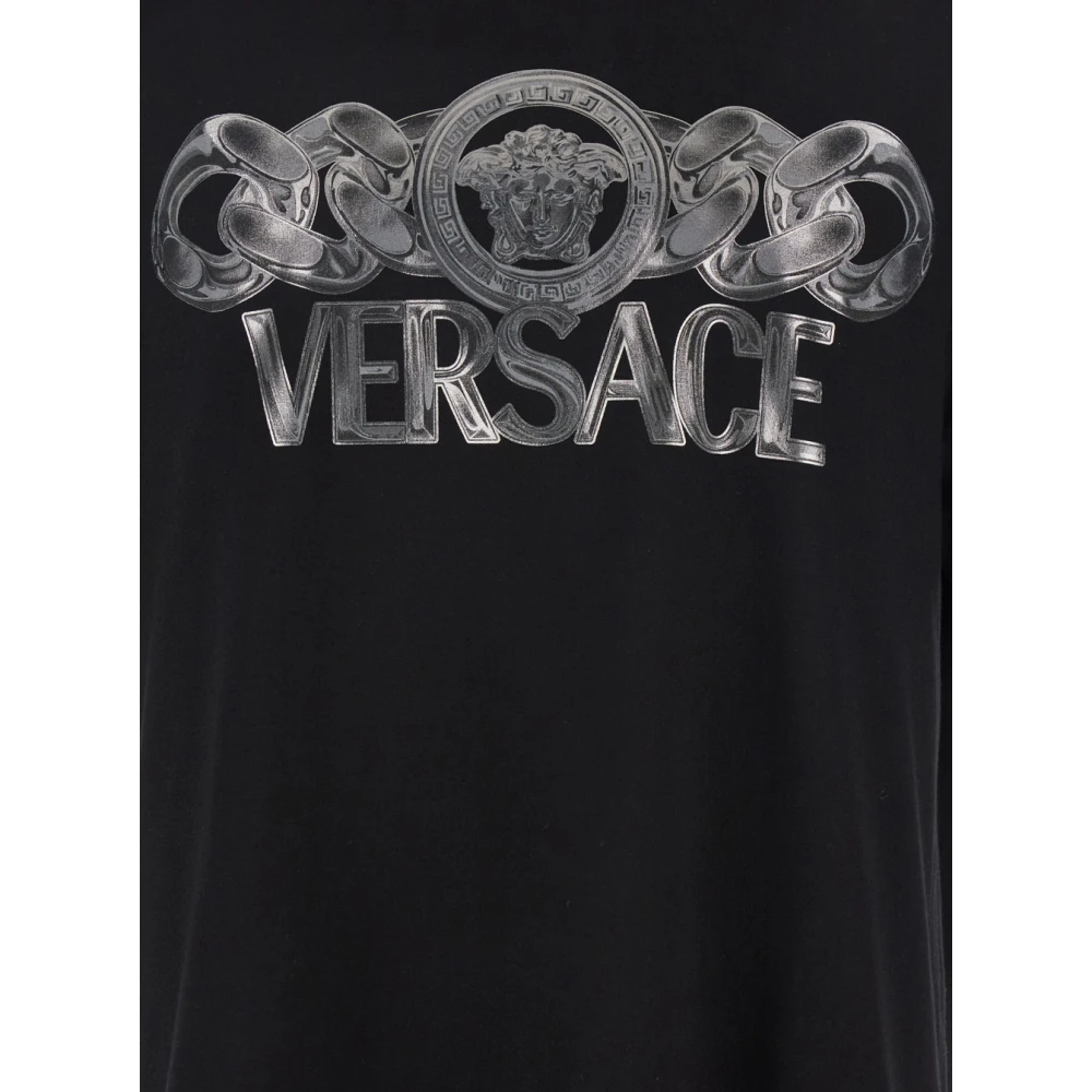 Versace Zwart Medusa Head Logo Katoenen T-shirt Black Heren