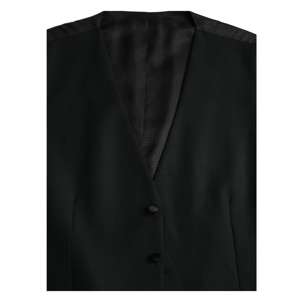 Dolce & Gabbana Zwart Wol Formeel Jurk Vest Black Heren