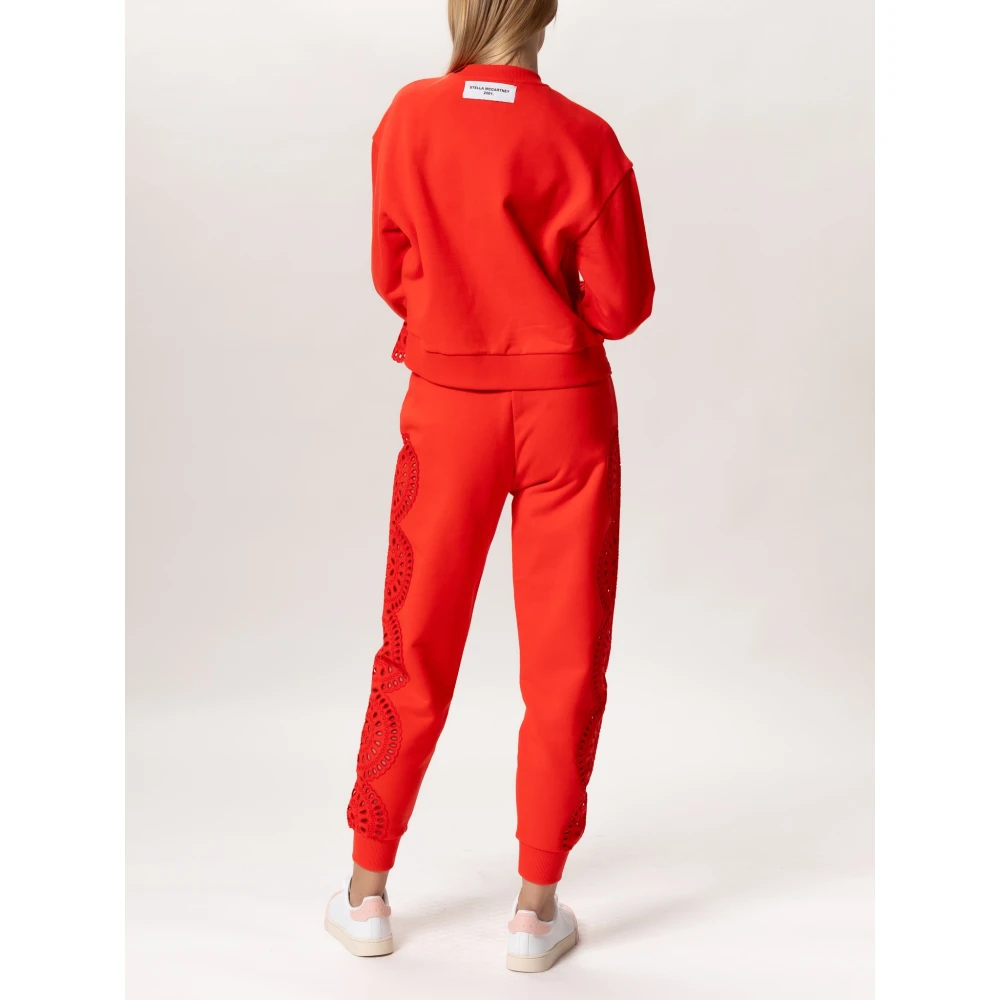 Stella Mccartney Broderie Anglaise Detail Jersey Broek Red Dames