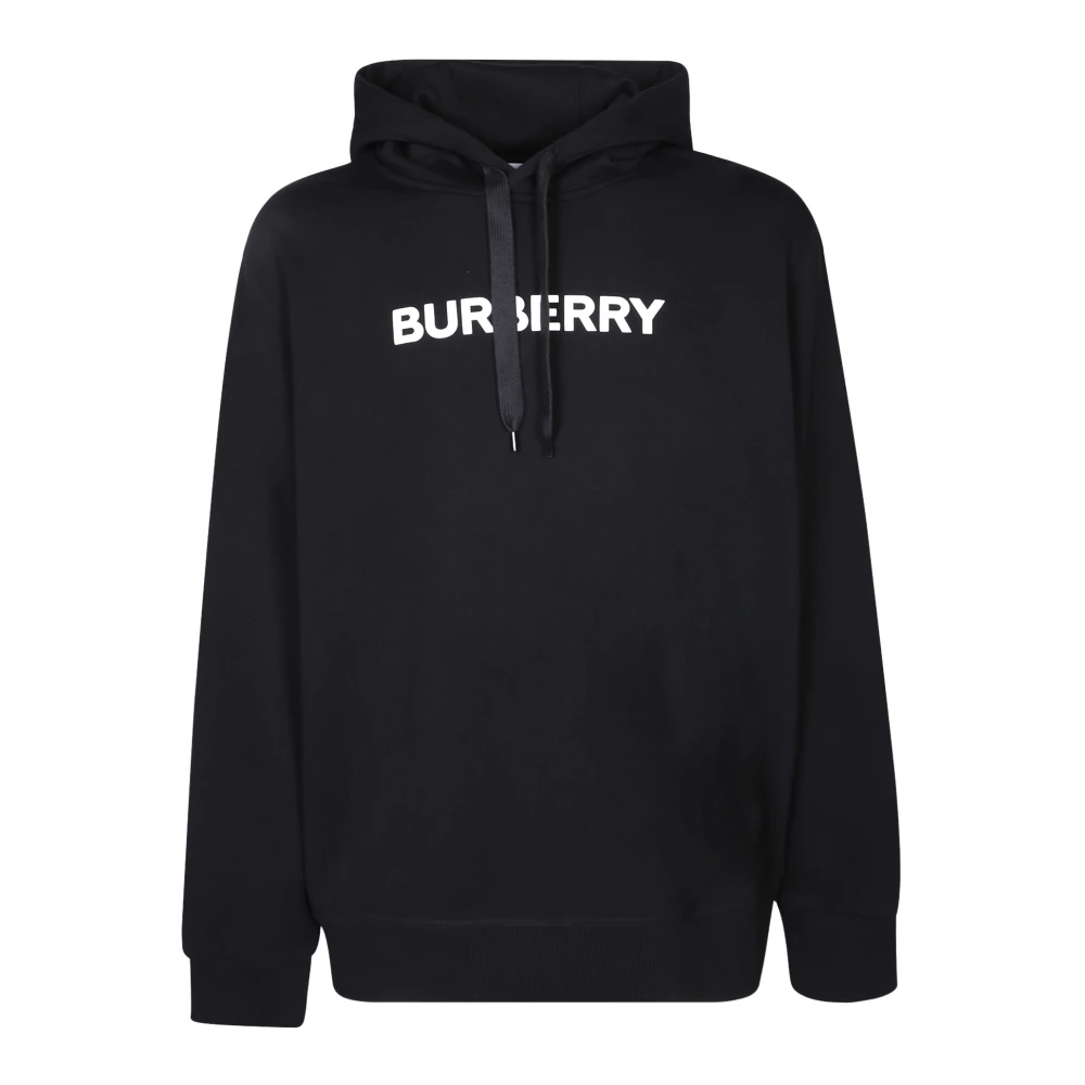 Burberry Contrasterende Logo Katoenen Hoodie Black Heren