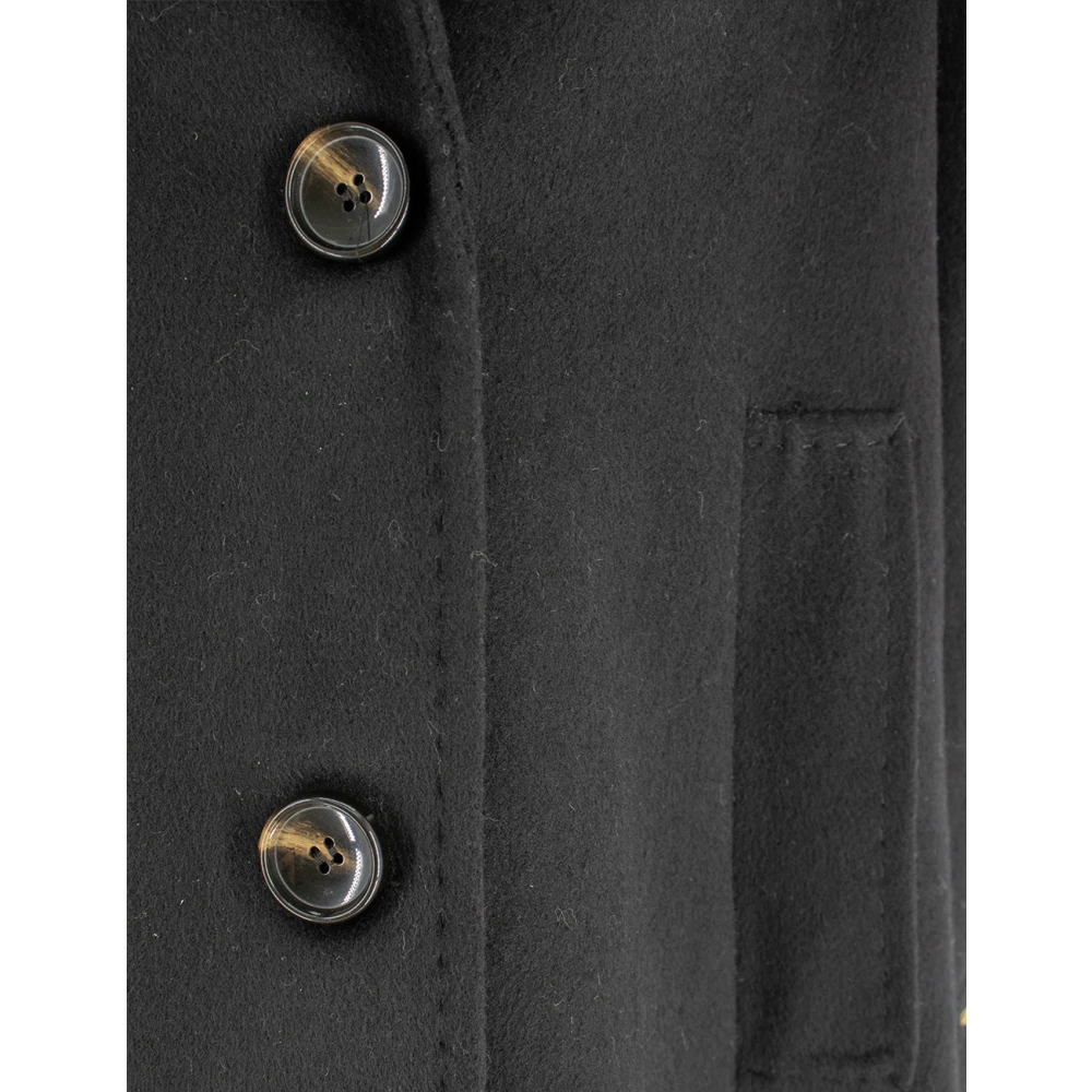 Ermanno Scervino Franse Kraag Double-Breasted Jas met Bloemenbreisel Black Dames