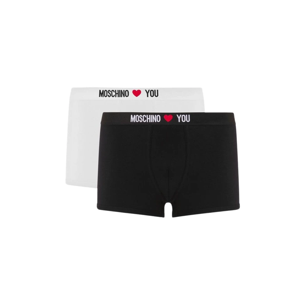 Moschino Black Underpants, Male, L, Set Of 2 Boxers In Stretch Jersey My Valentine