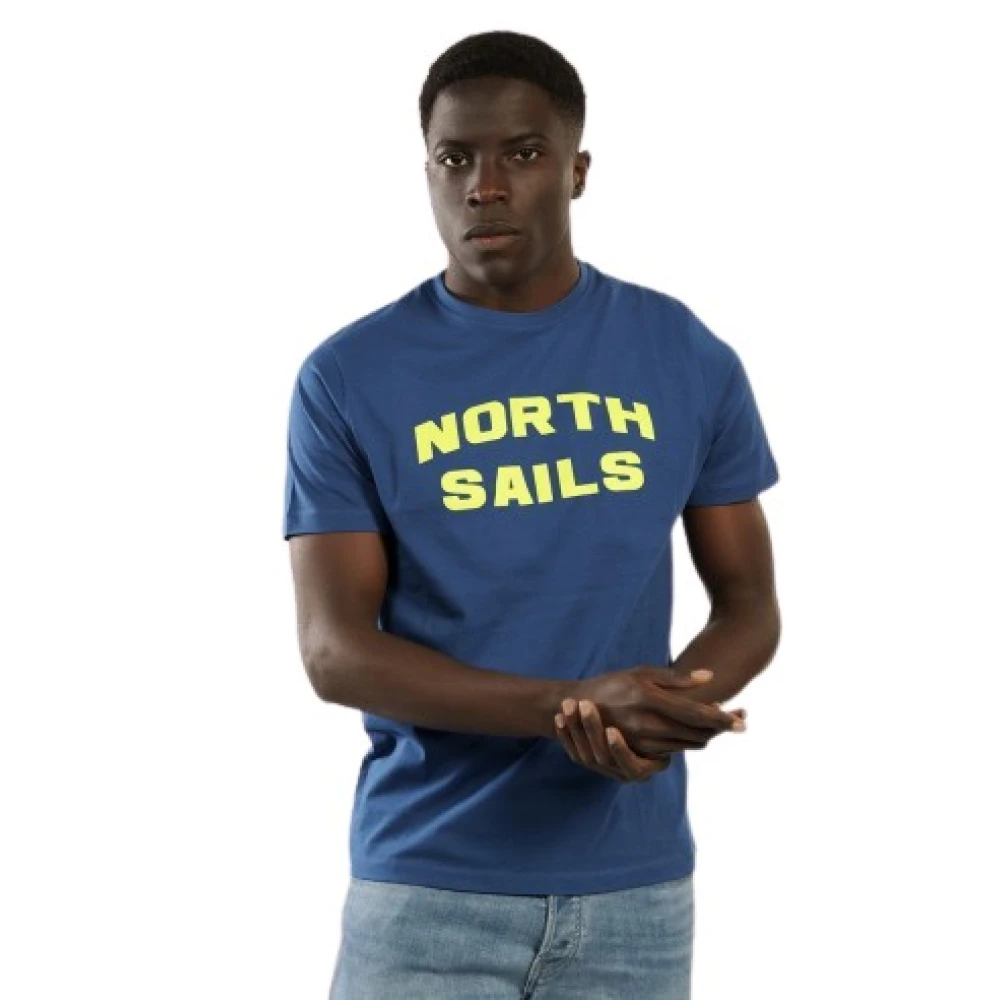 North Sails Biologisch katoenen T-shirt met ronde hals en korte mouwen Blue Heren