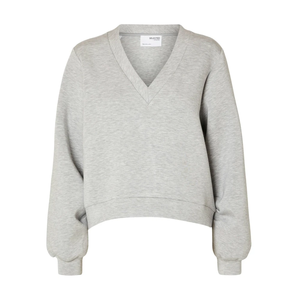 Selected Femme Zwarte V-hals Sweatshirt Gray Dames