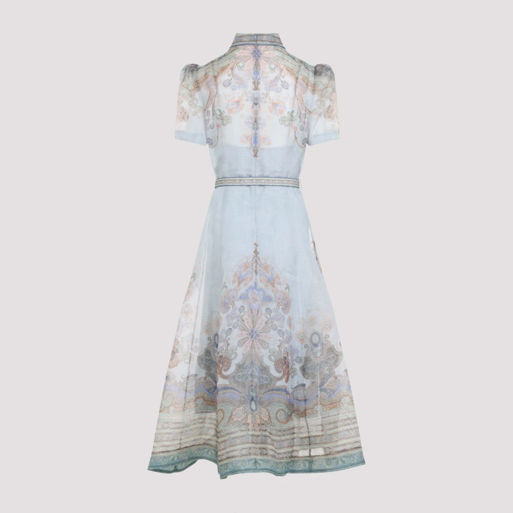 Zimmermann Blauwe Linnen Zijden Jurk Multicolor Dames