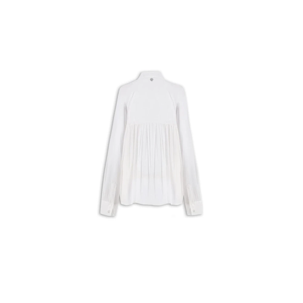 Aniye By Georgette Viscose Shirt met Strikdetail White Dames