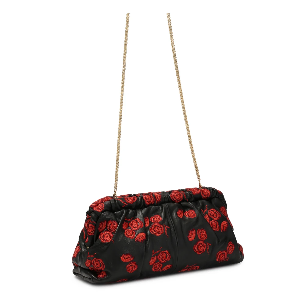 Kazar Zwarte clutch tas met rode rozen Black Dames