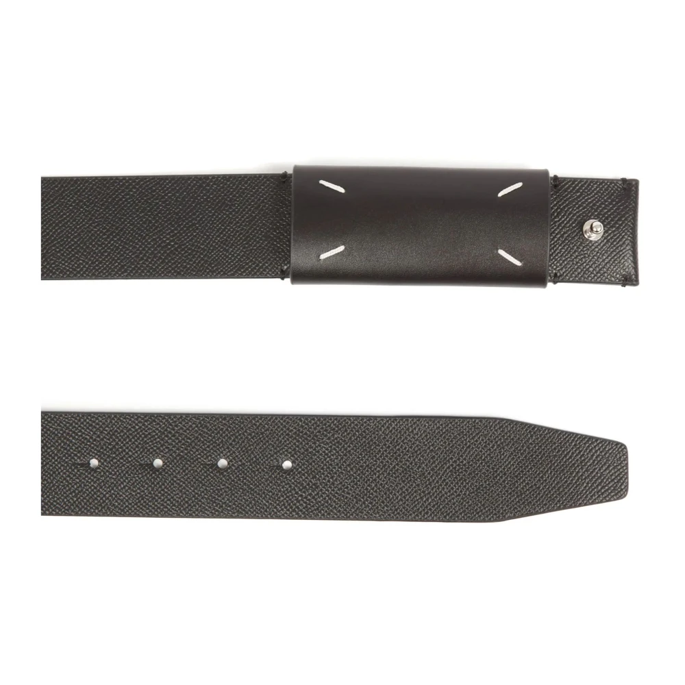 Maison Margiela Zwart leren logogesp Black Heren