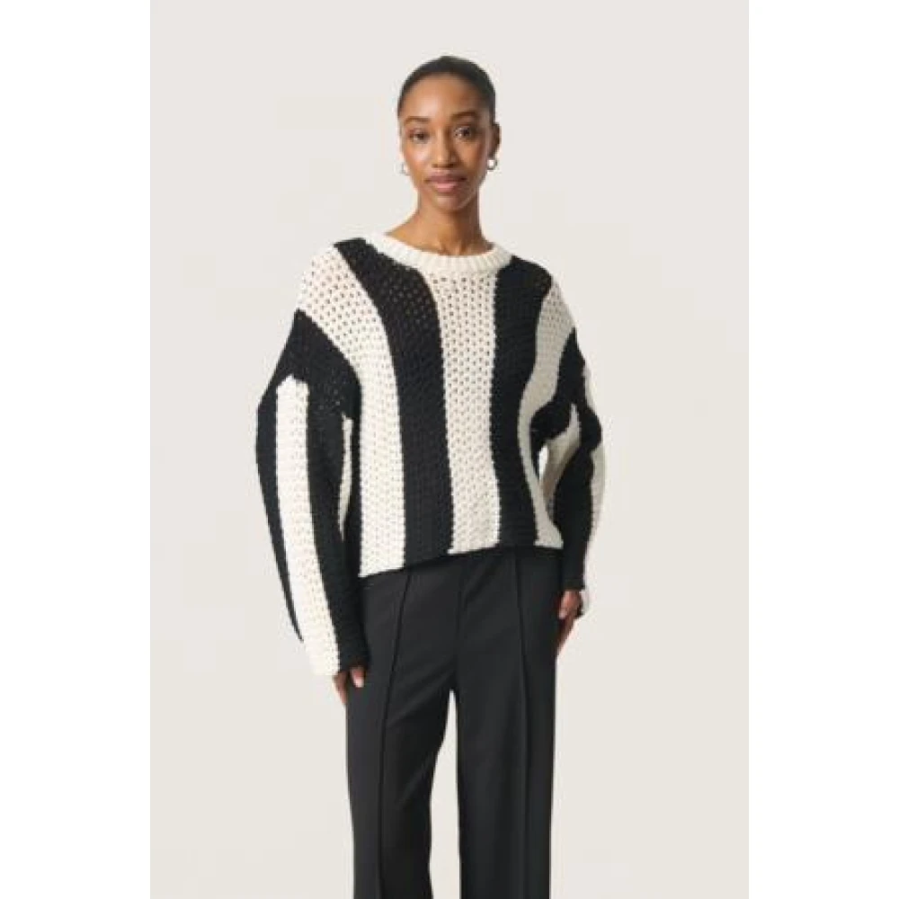 Soaked in Luxury Verticale Streep Pullover Menaka Black Dames